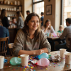 Portrait of Emily R., a parent who hosted a birthday party at the café